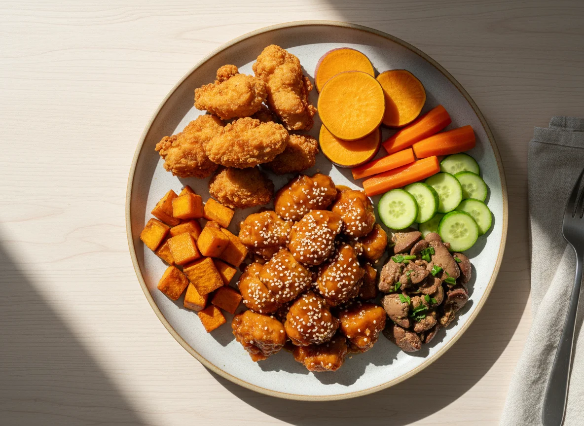 Prato misto com frango agridoce photo