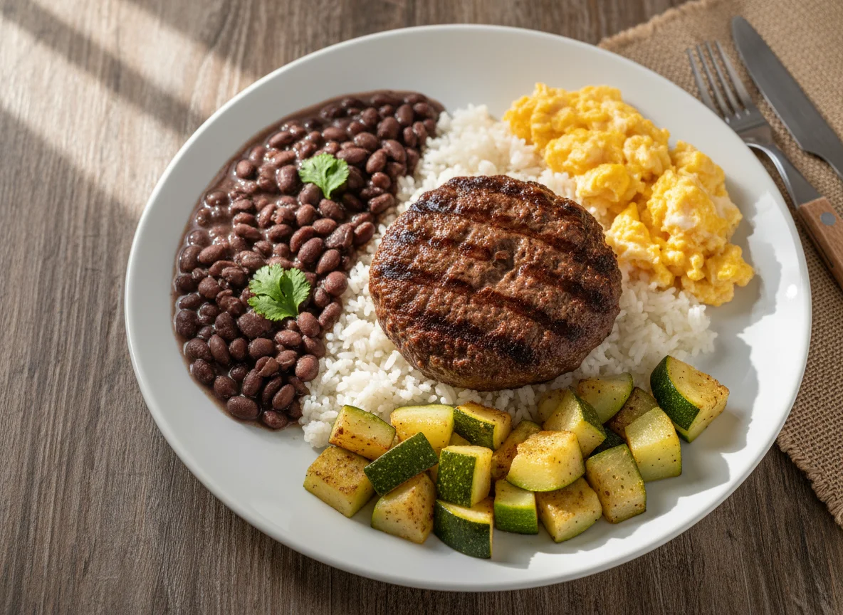 Prato misto com hambúrgueres photo