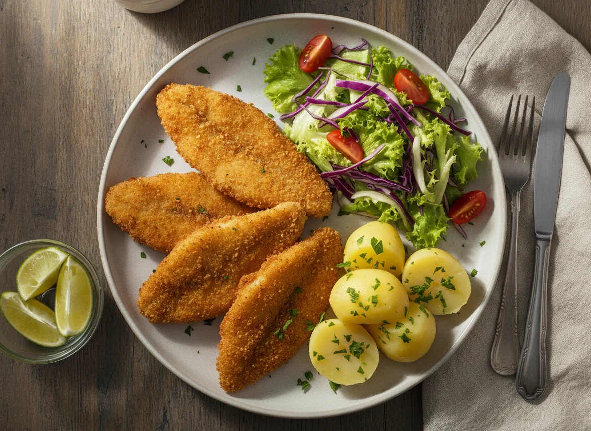 Prato misto com salada e batata photo