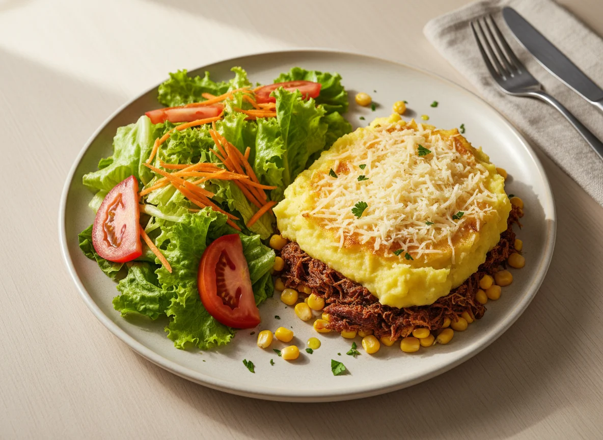 Prato misto com salada e escondidinho photo