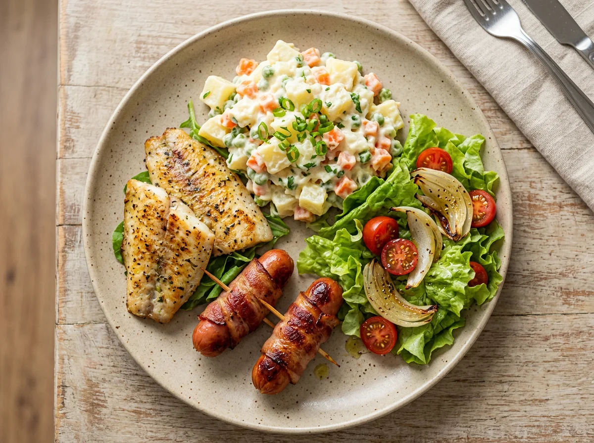 Prato misto com salada e maionese photo