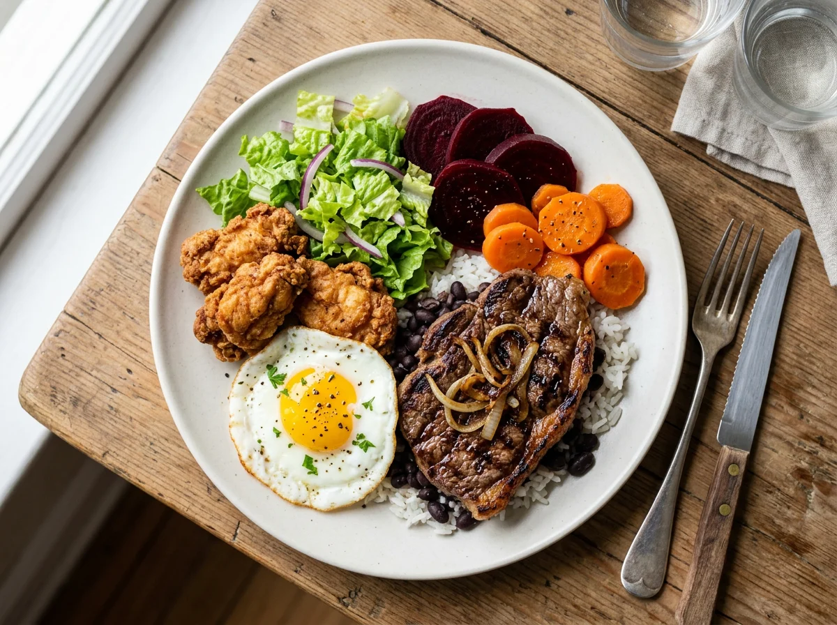 Prato misto com salada e ovos photo