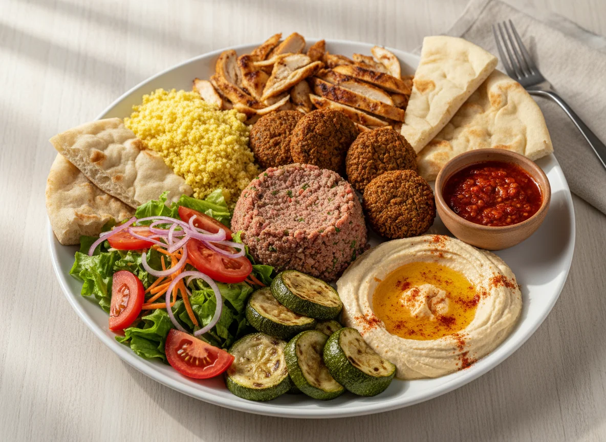 Prato variado com comida árabe photo