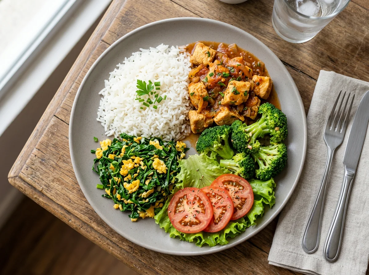 Prato variado com frango e brócolis photo