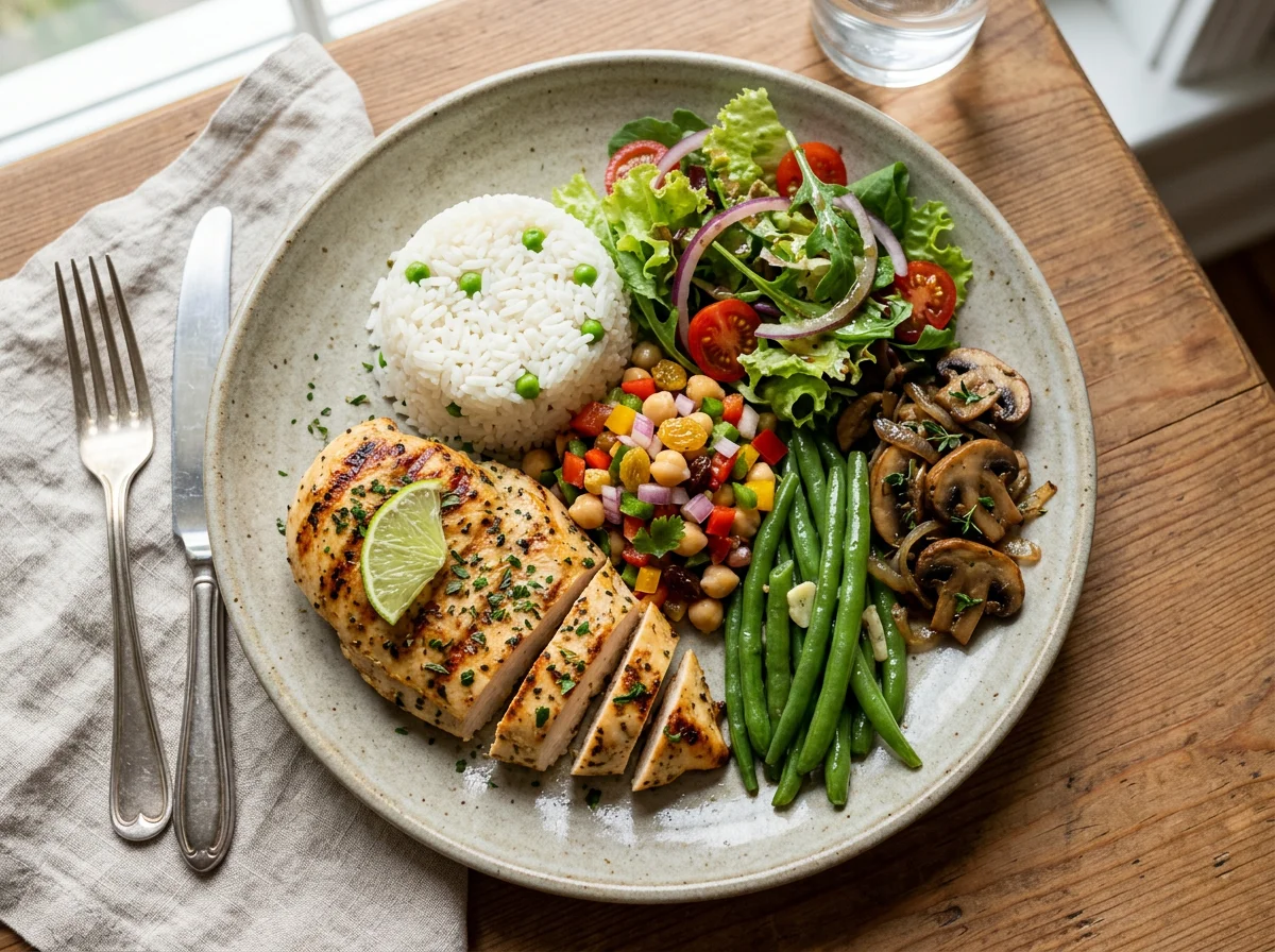 Prato variado com frango grelhado photo