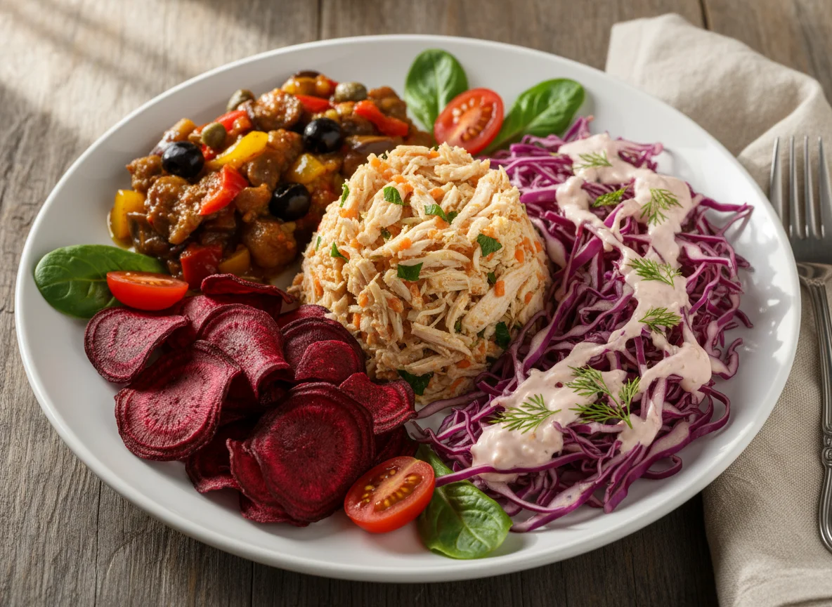 Prato variado com legumes e saladas photo