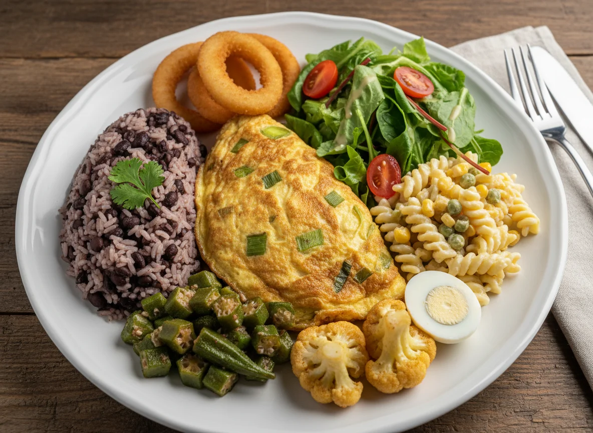 Prato variado com omelete de alho-poró photo