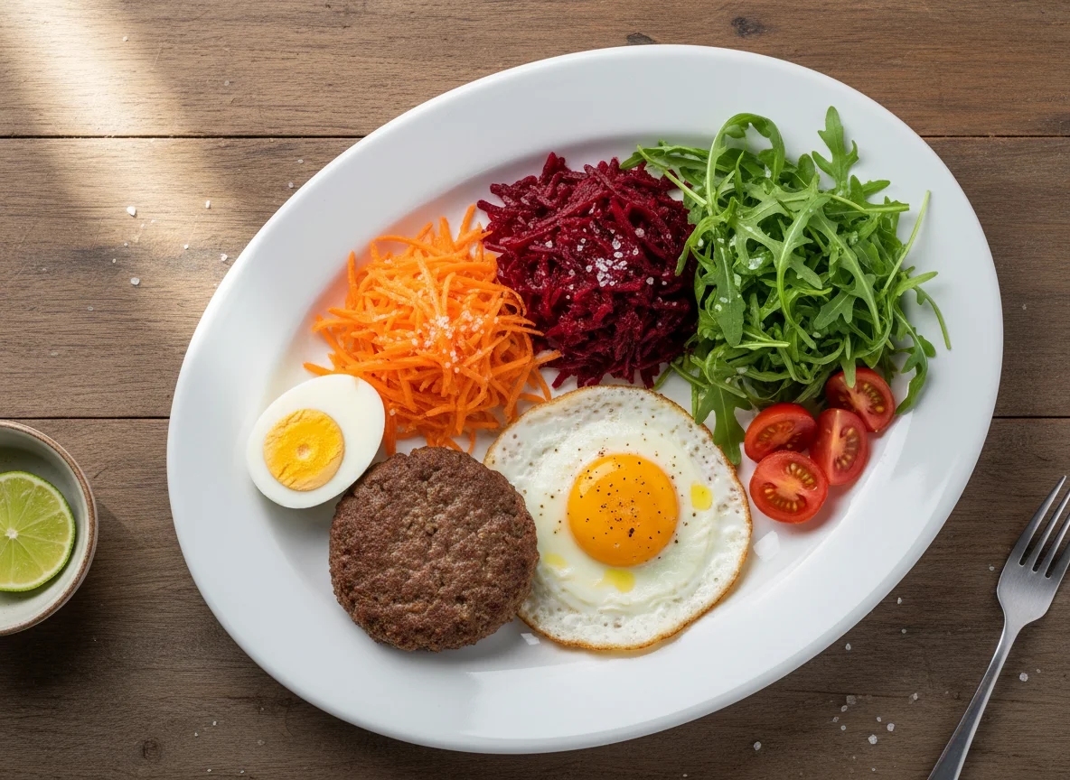 Prato variado com ovos e salada photo