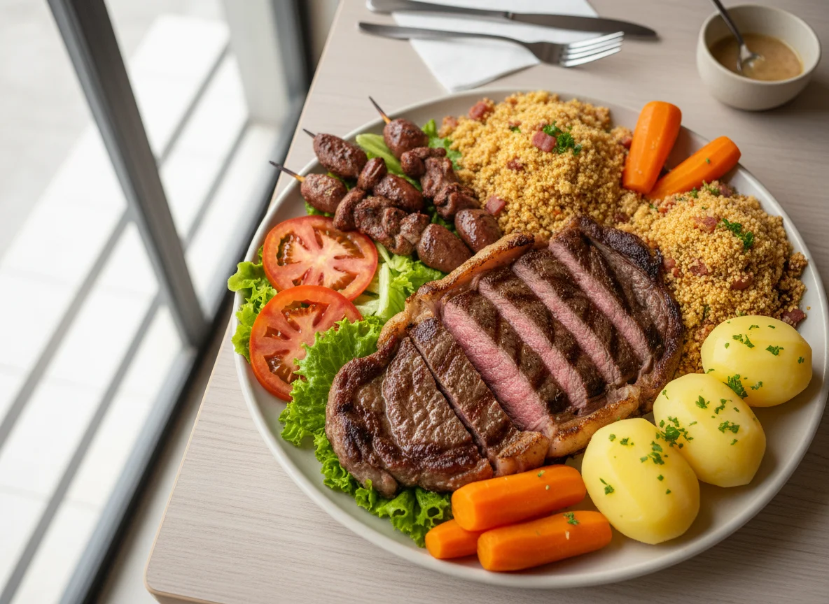 Prato variado com picanha e miúdos photo