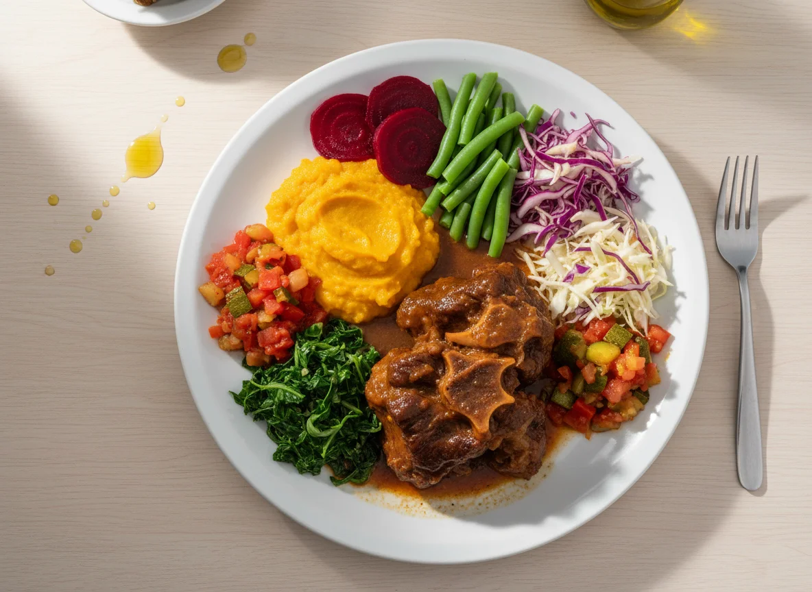 Prato variado com rabada e purê photo