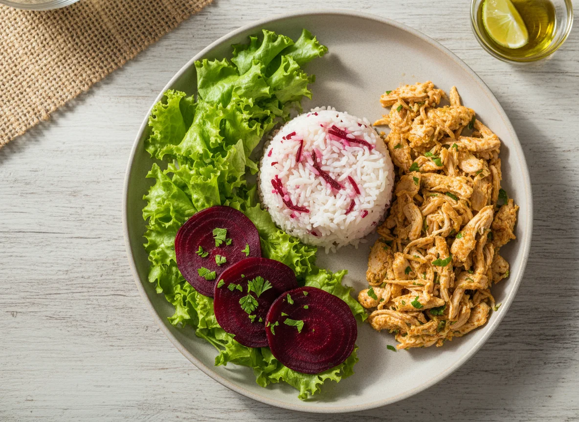 Prato variado com salada e frango photo