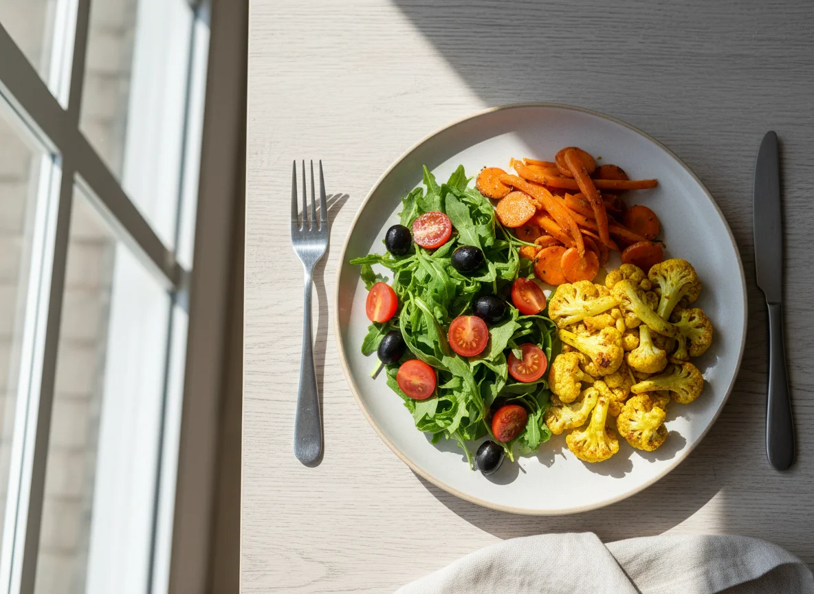 Prato variado com salada e refogados photo
