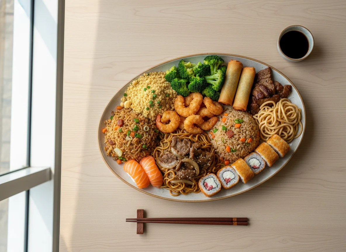 Prato variado de buffet asiático photo