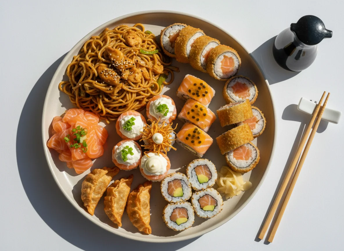 Prato variado de comida japonesa photo