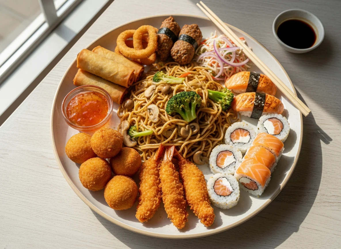 Prato variado de culinária asiática photo