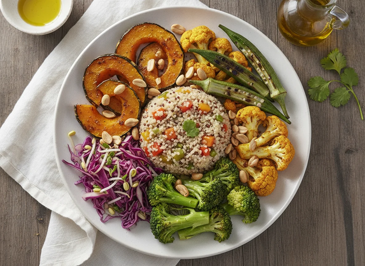 Prato Vegetariano com Quinoa, Abóbora e Brócolis photo