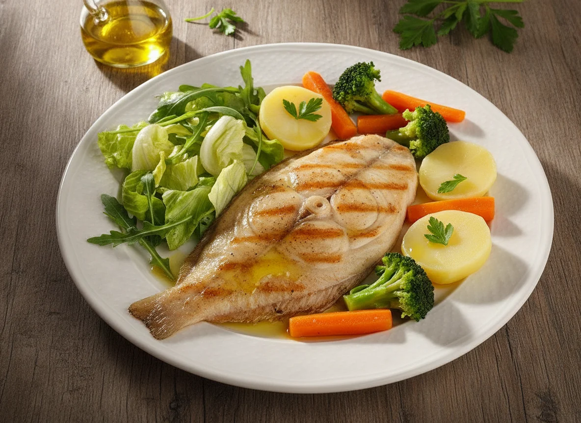 Pregado com Legumes e Salada photo
