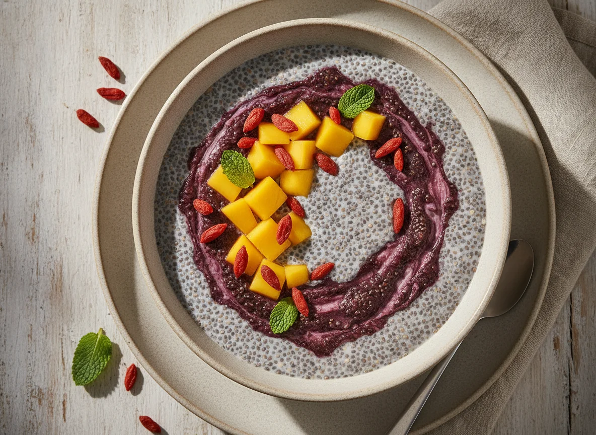 Pudim de chia com frutas photo