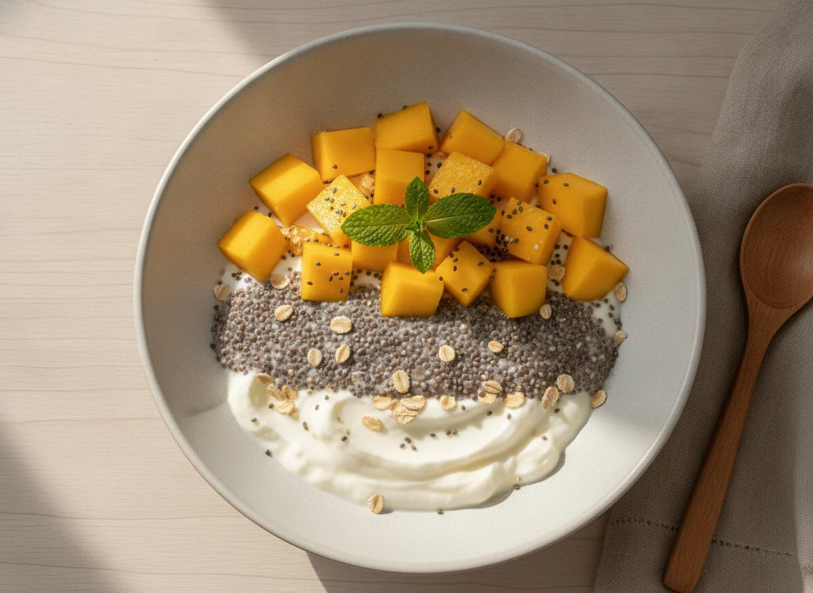 Pudim de Chia com Manga e Iogurte photo