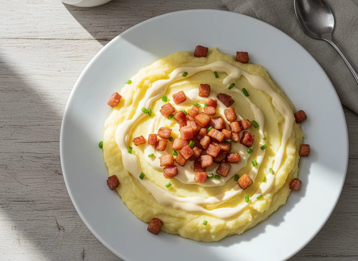 Purê de batata com bacon e requeijão photo