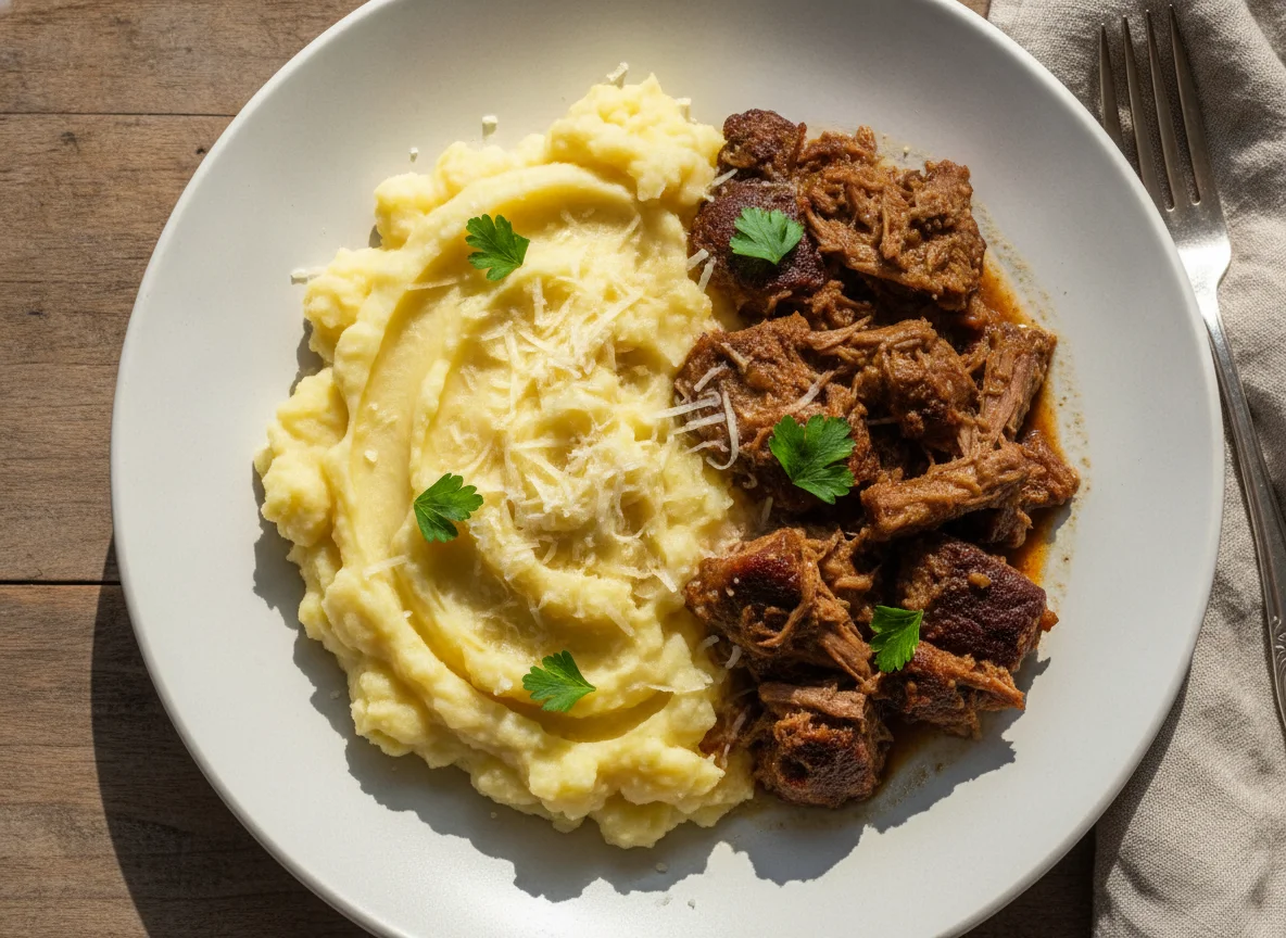 Purê de batata com carne photo