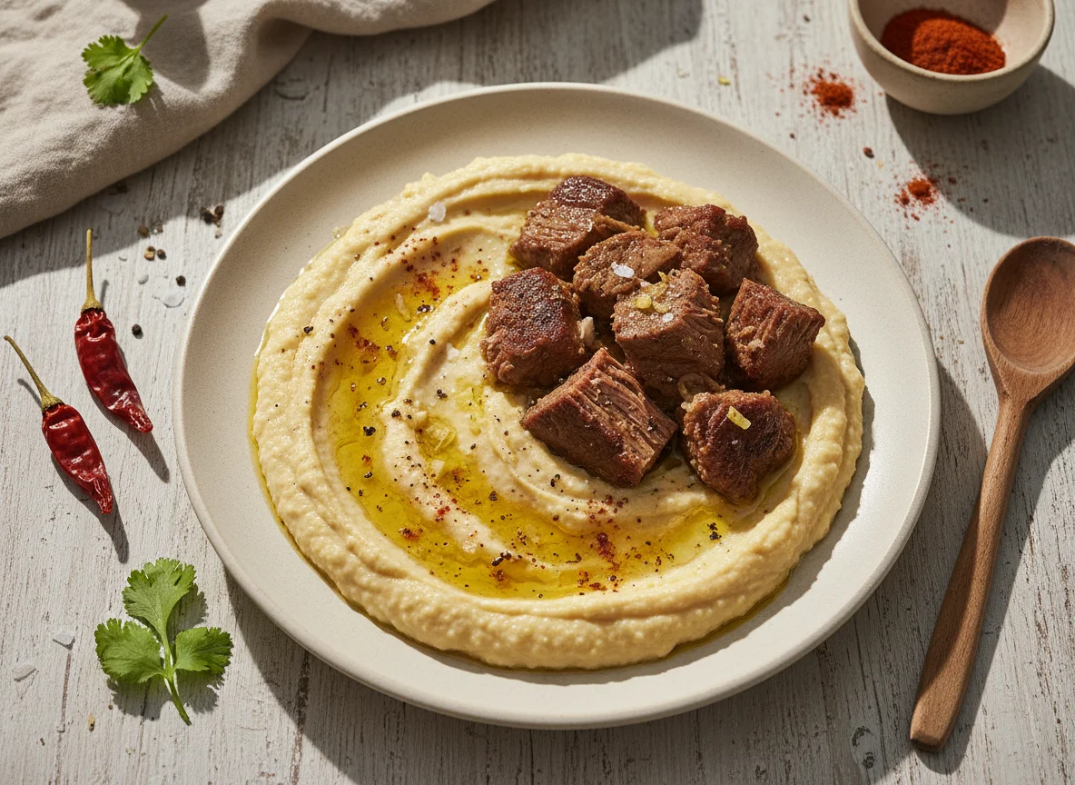 Purê de Grão de Bico com Carne de Panela photo