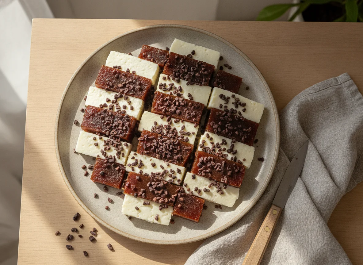 Queijo com goiabada e nibs de cacau photo