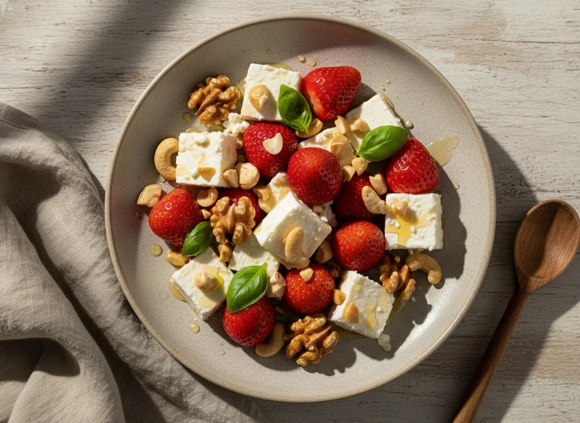 Queijo Feta com Morangos e Frutos Secos photo