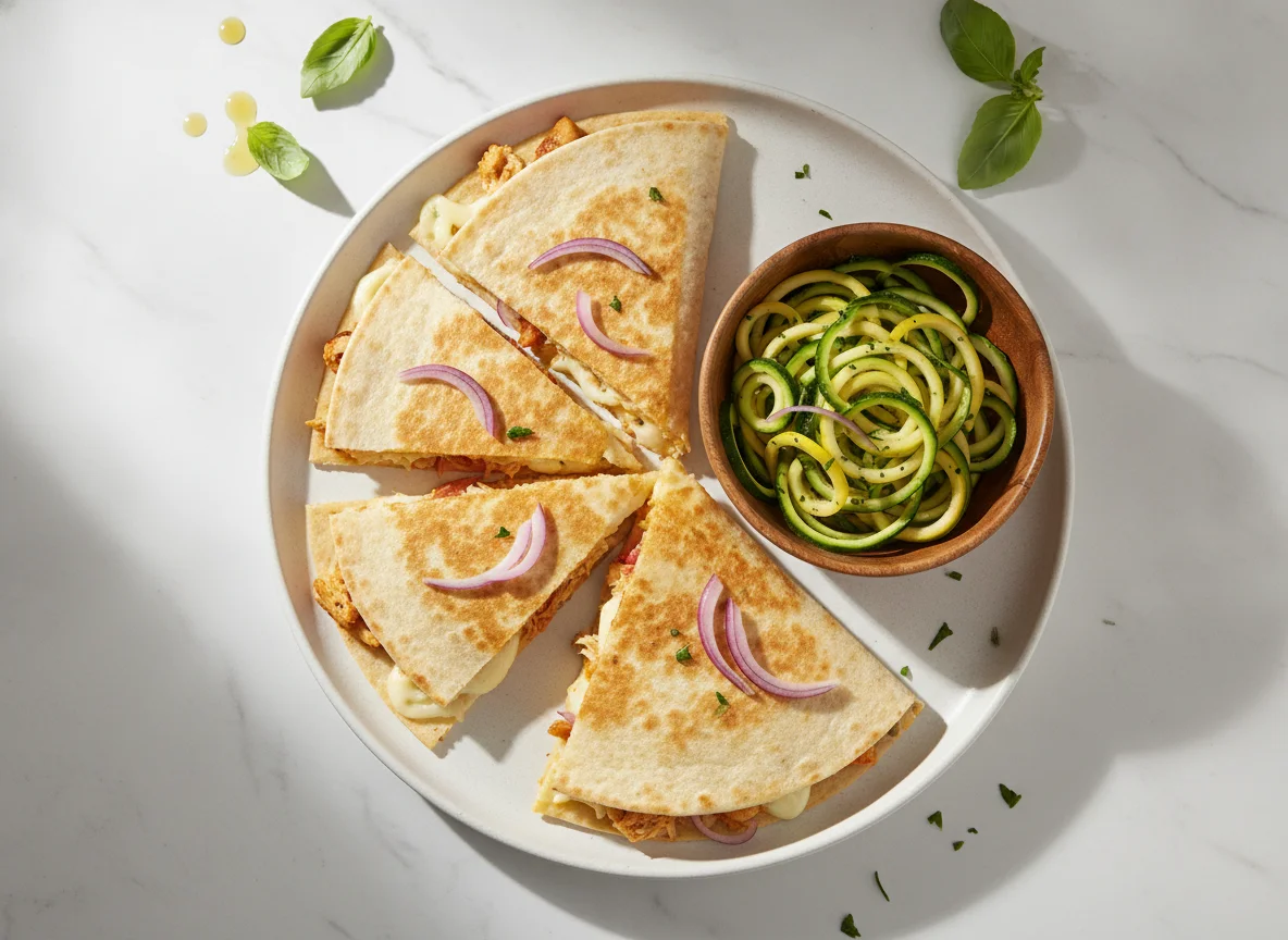 Quesadilla de frango com salada de abobrinha photo