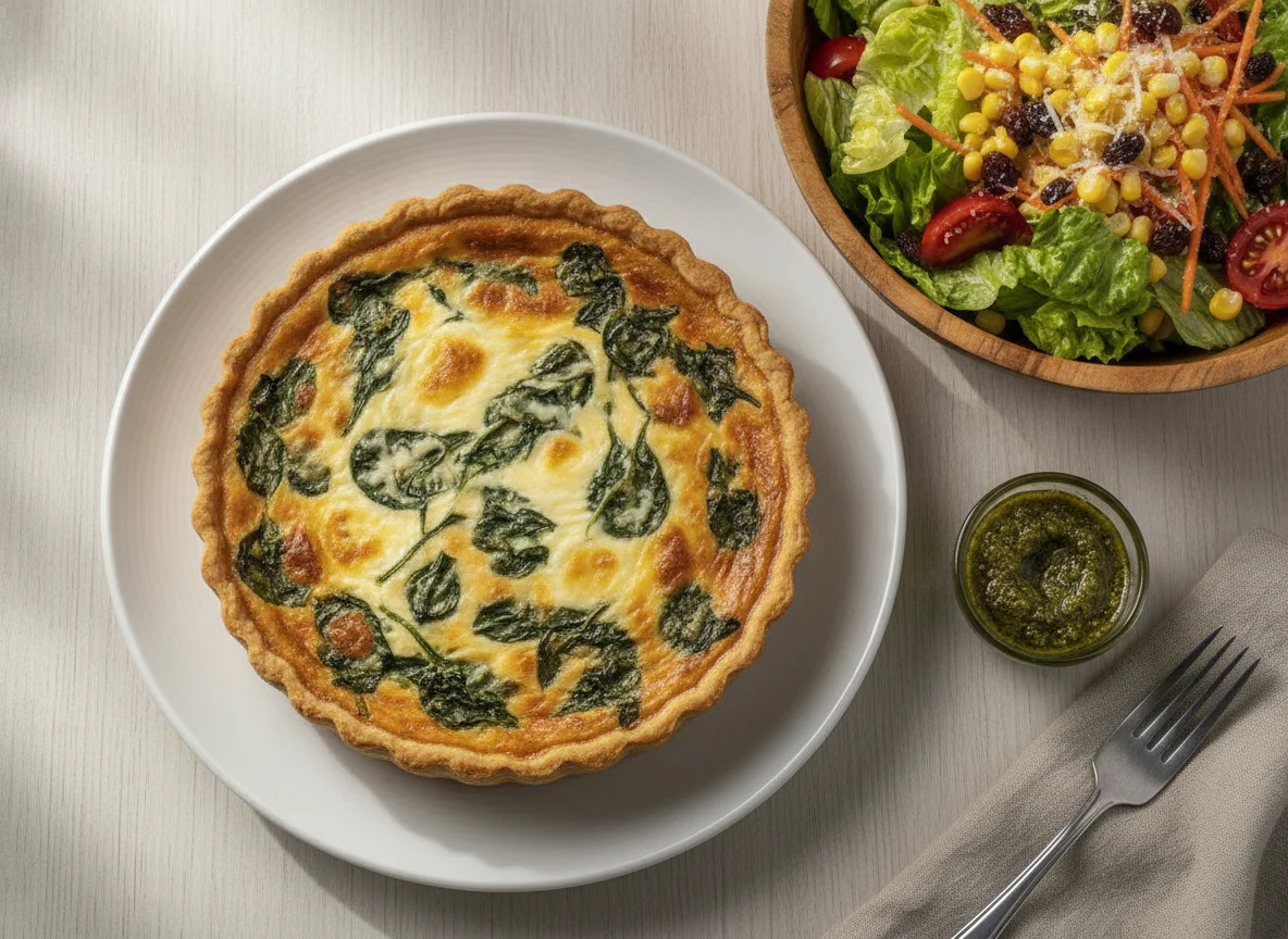 Quiche de espinafre com salada mista photo