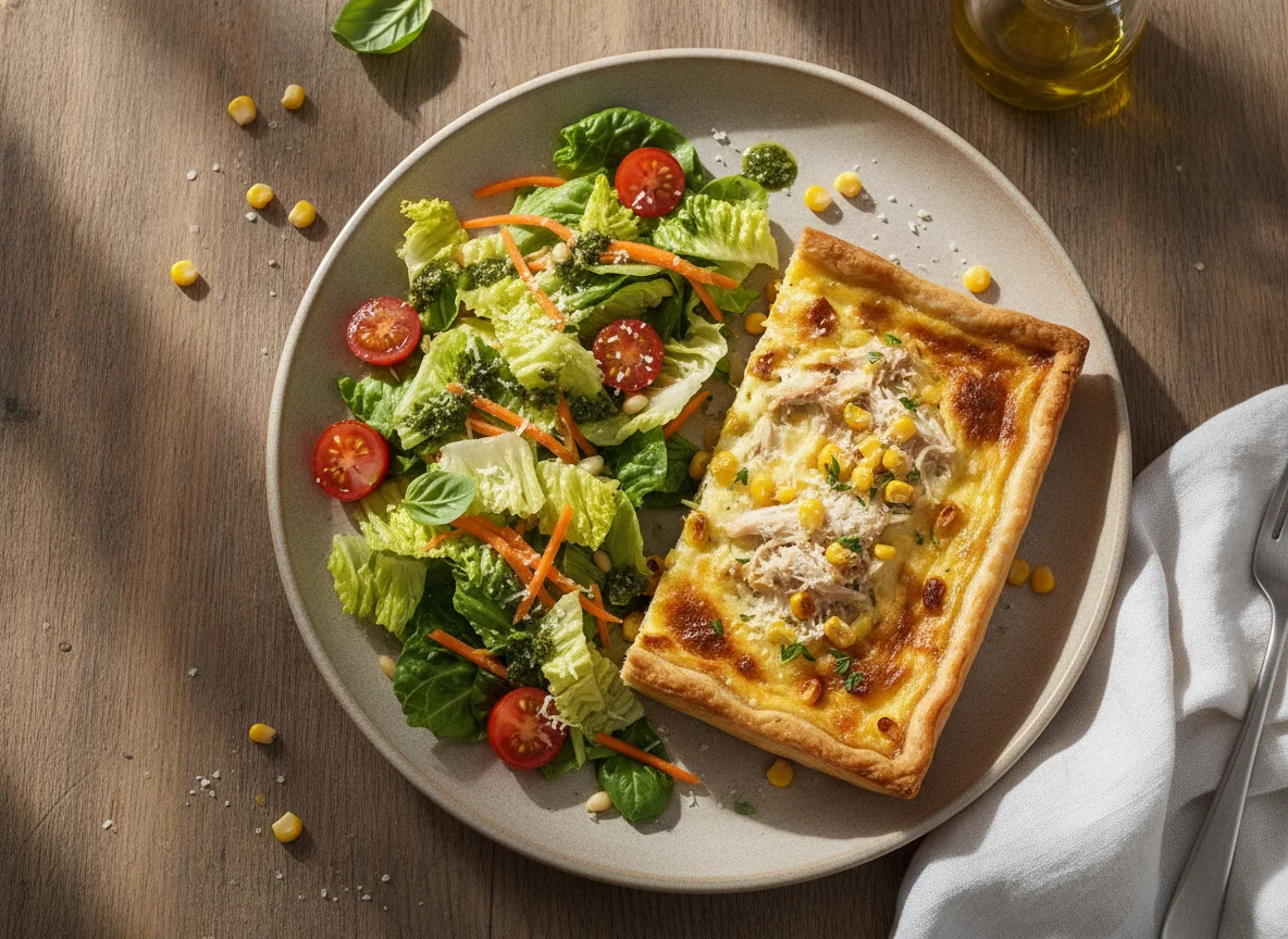 Quiche de frango com salada mista photo