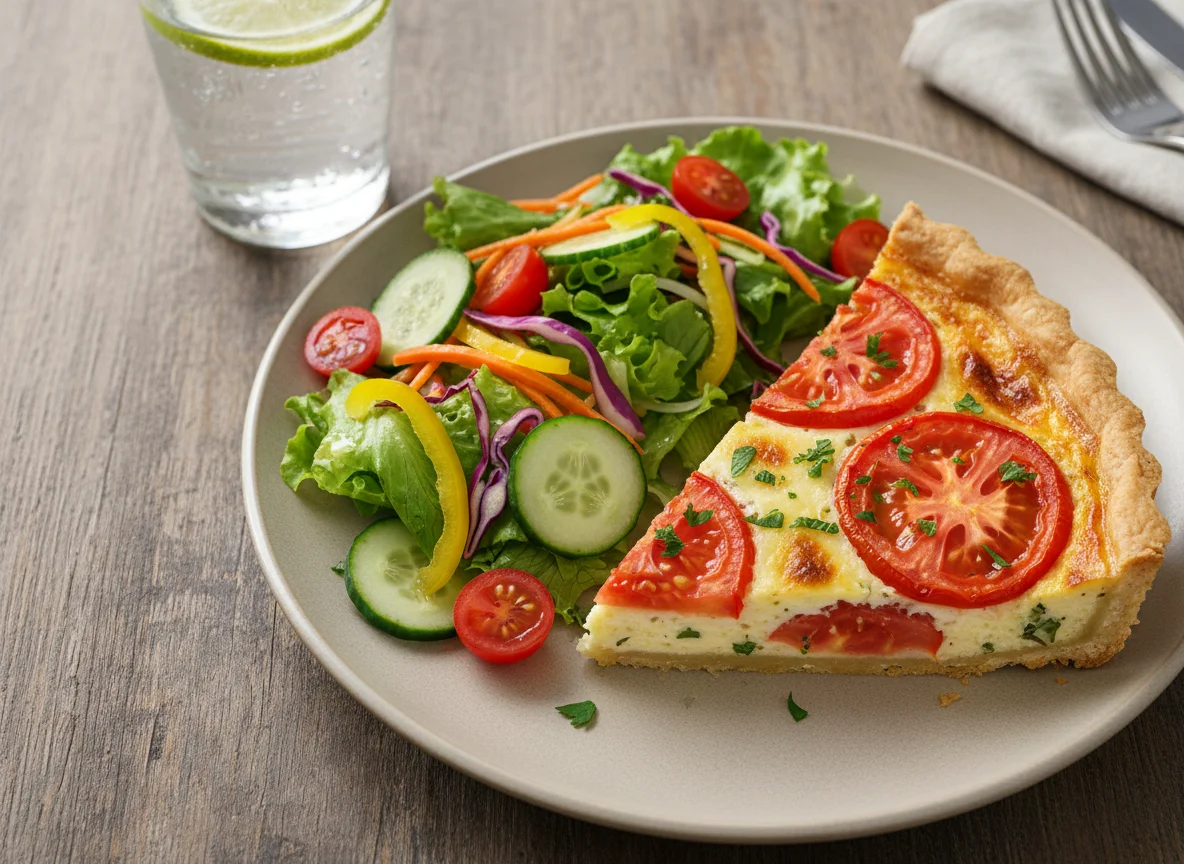 Quiche de tomate com salada mista photo