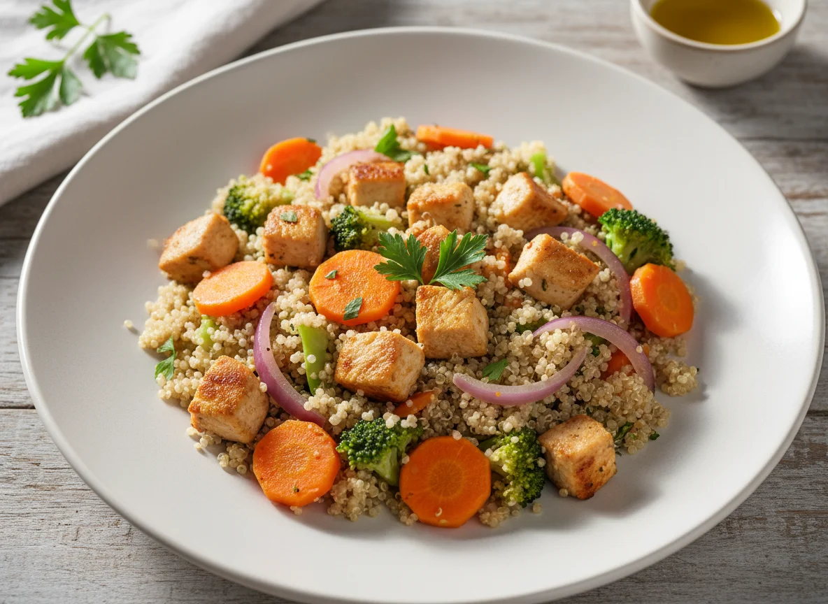 Quinoa com frango e legumes photo