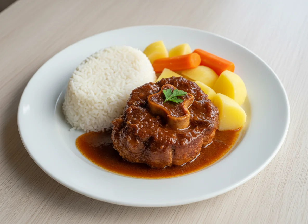 Rabada com arroz e batatas photo