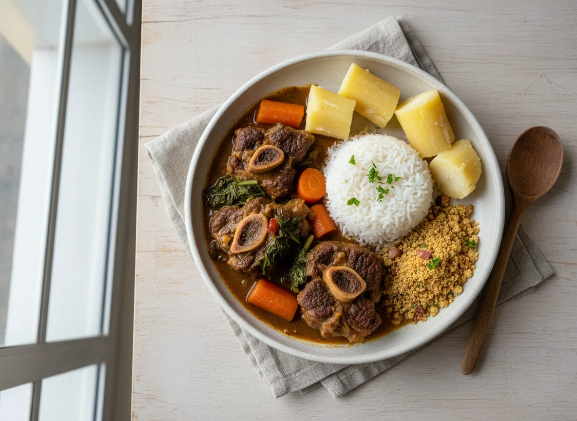 Rabada com arroz e farofa photo