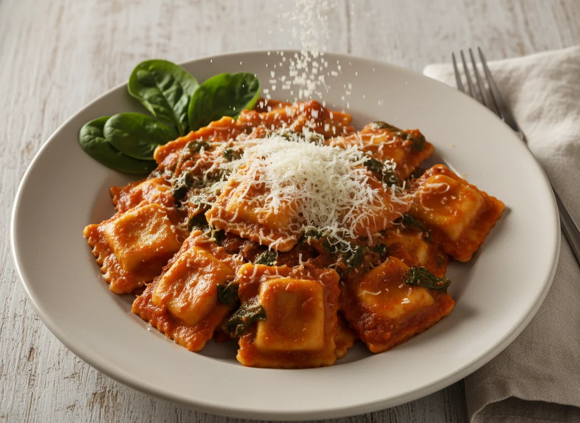 Ravioli ao Sugo com Queijo Ralado photo
