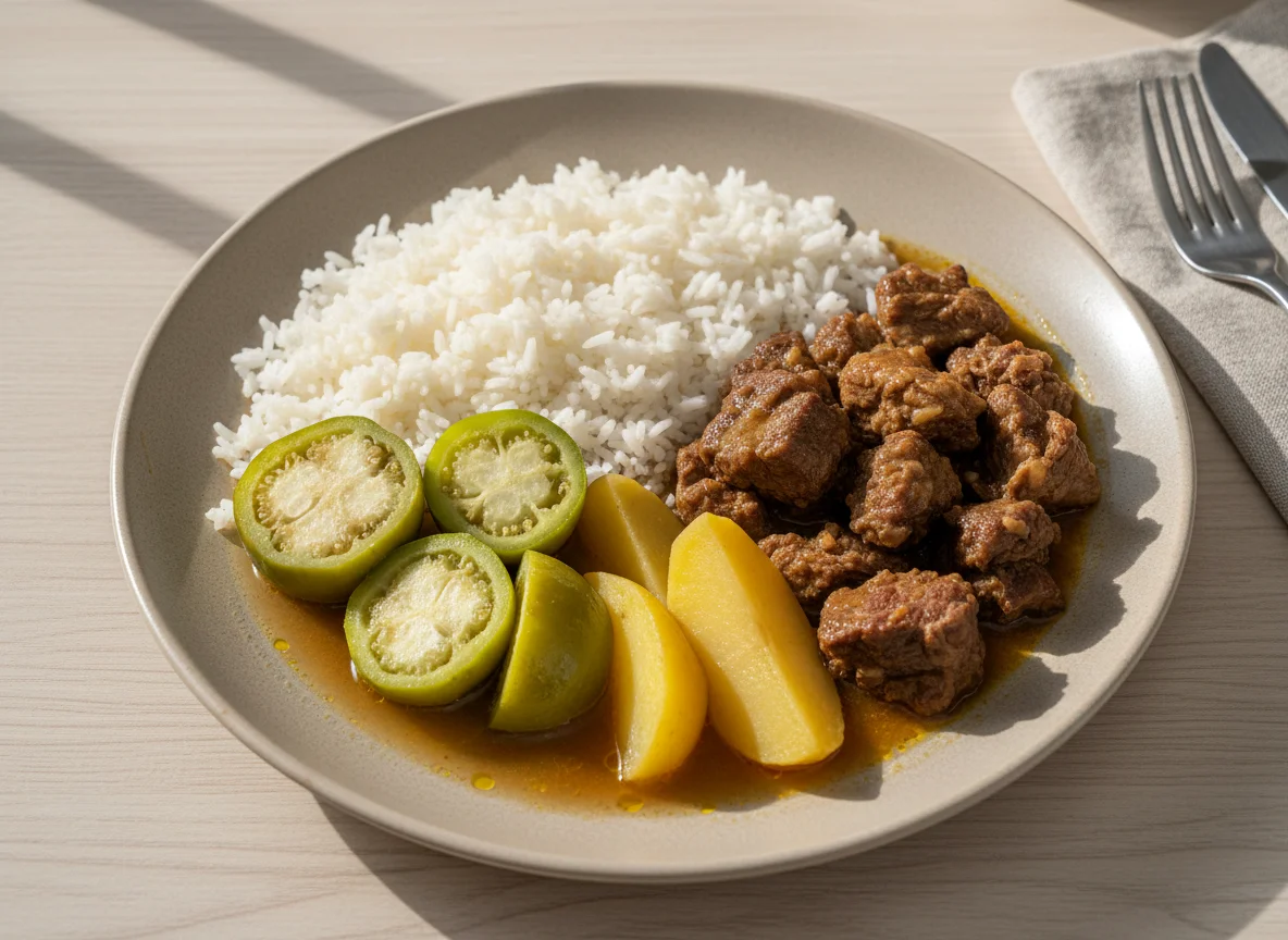 Refeição com carne e legumes photo