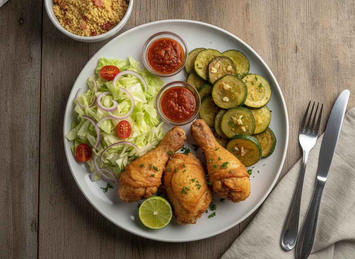Refeição com frango e salada photo