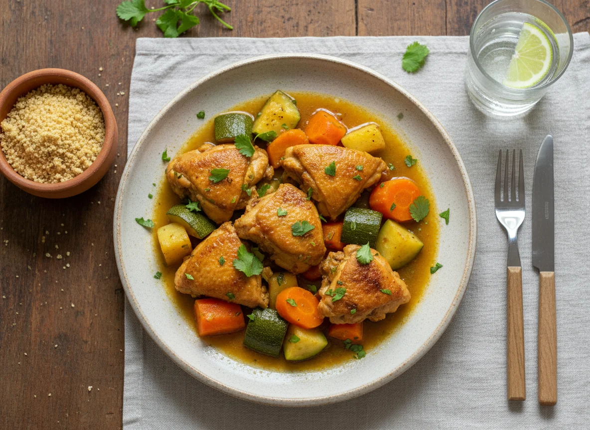 Refeição com frango e vegetais photo