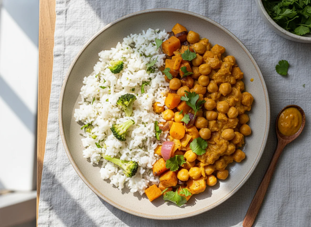 Refeição com Grão de Bico e Arroz photo