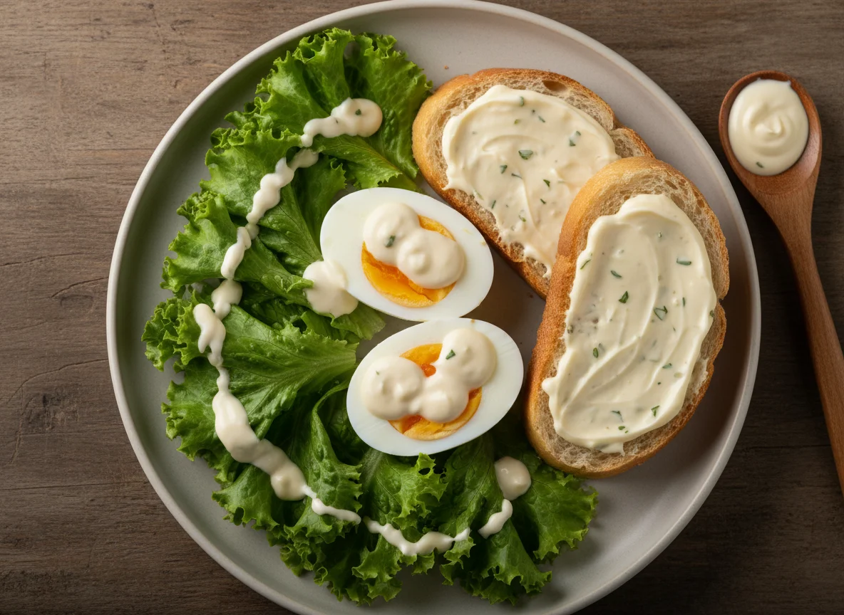 Refeição com ovos, salada e pão photo