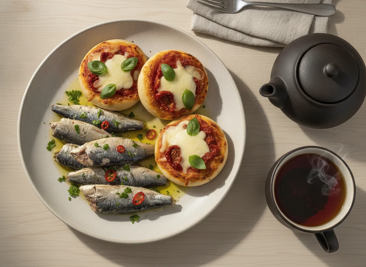 Refeição com Sardinhas e Mini Pizzas photo