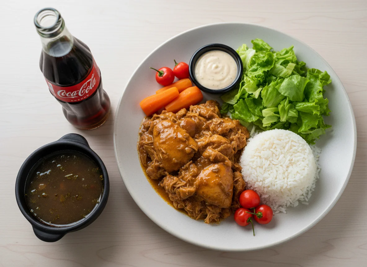 Refeição completa com frango e acompanhamentos photo