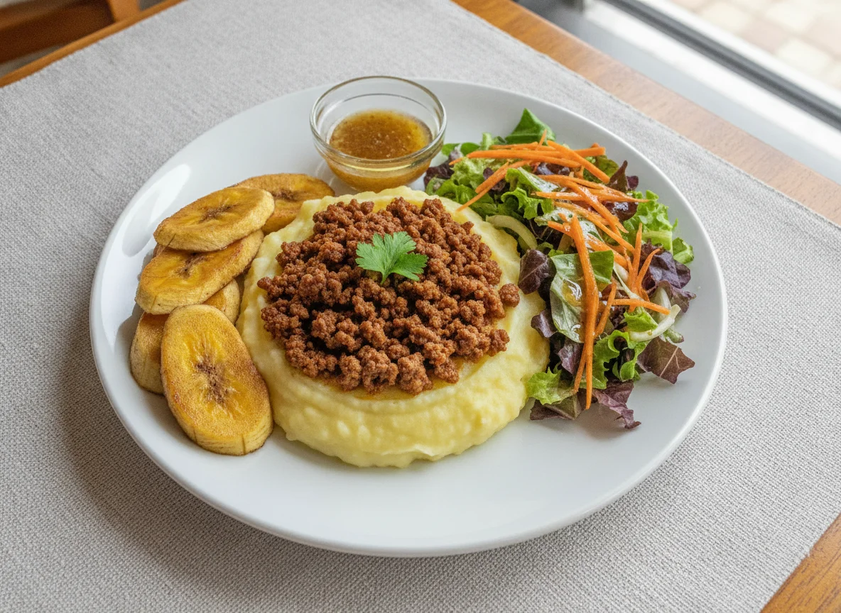 Refeição Executiva com Purê, Banana e Salada photo