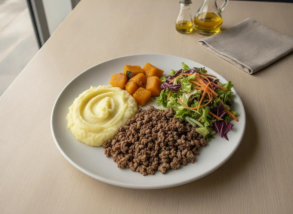 Refeição Executiva com Purê, Carne e Salada photo