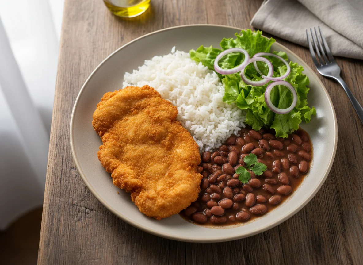 Refeição mista com frango e salada photo