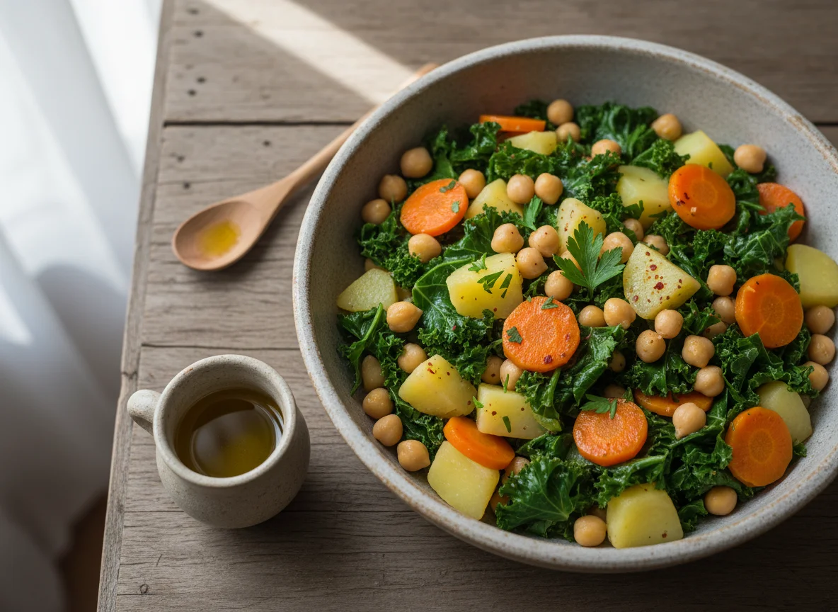 Refogado de Couve com Grão de Bico e Batata photo