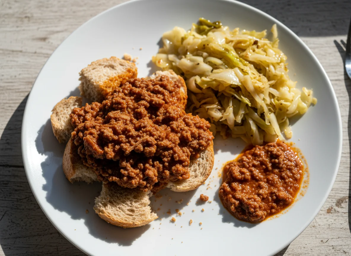 Restos de refeição com pão e molho photo