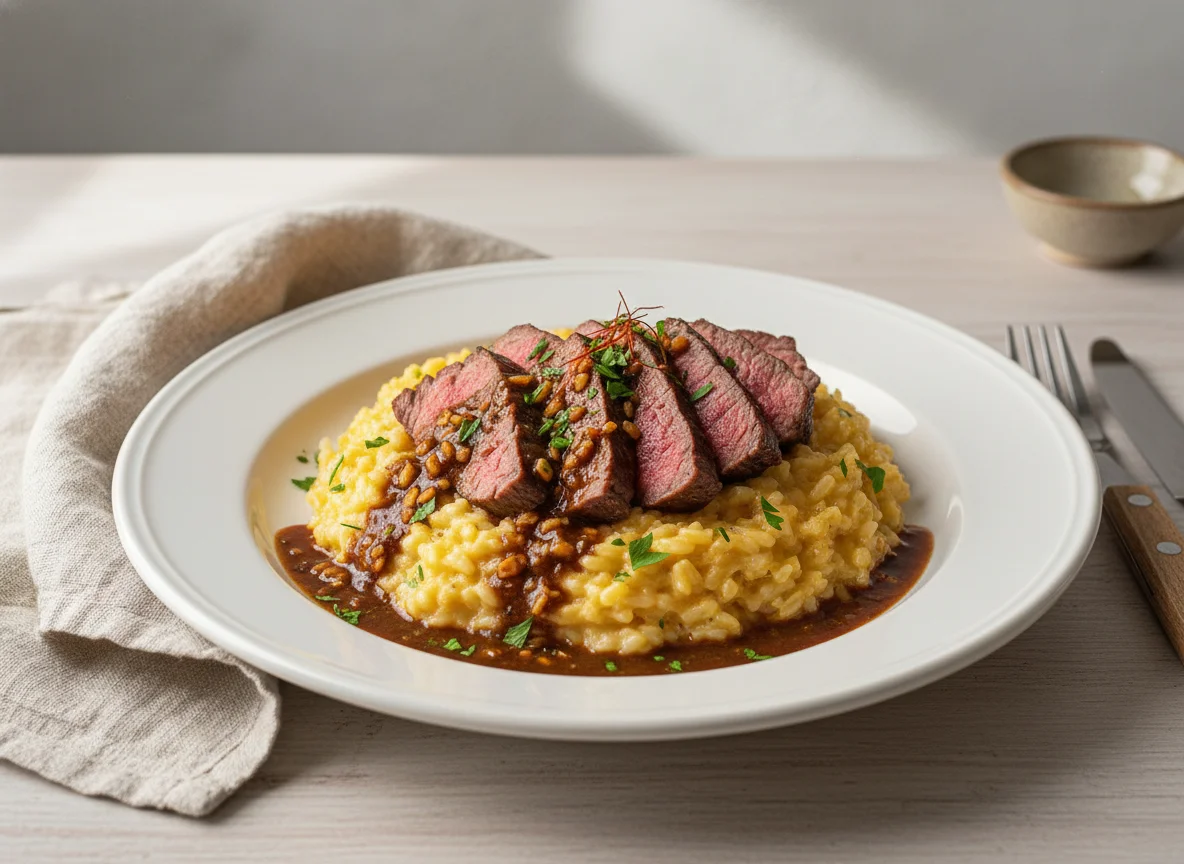 Risoto com Carne ao Molho photo
