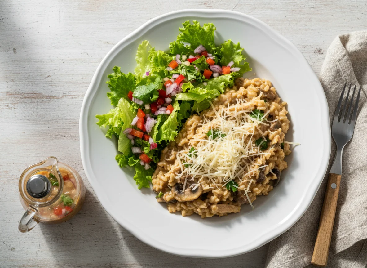 Risoto com salada de alface photo